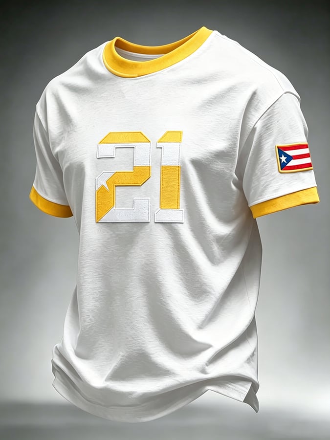 Men's Puerto Rico Baseball Print Short-Sleeve T-Shirt