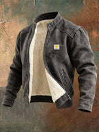 Men's Retro Suede Warm Zipper Outdoor Jacket
