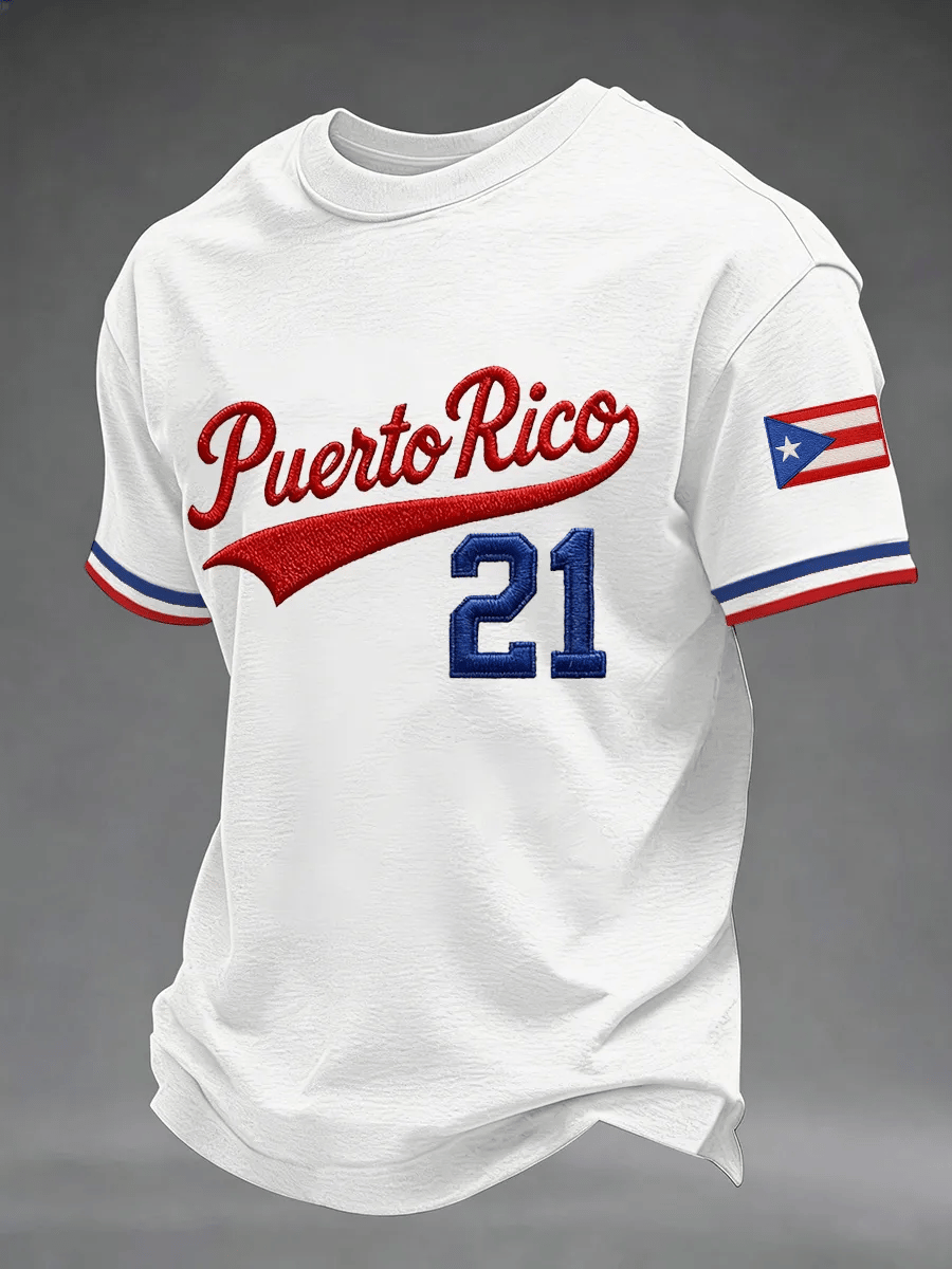 Men's Puerto Rico Baseball Print Short-Sleeve T-Shirt