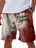 Men's Bloody Problem Solved Printed Shorts With Pockets