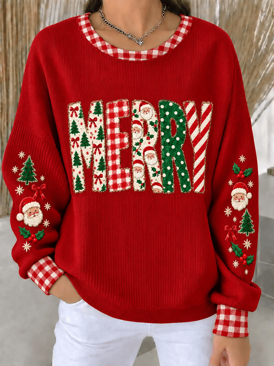 Women's Christmas Print Casual Cozy Knit Top