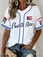 Women's  Baseball  Print Shirt
