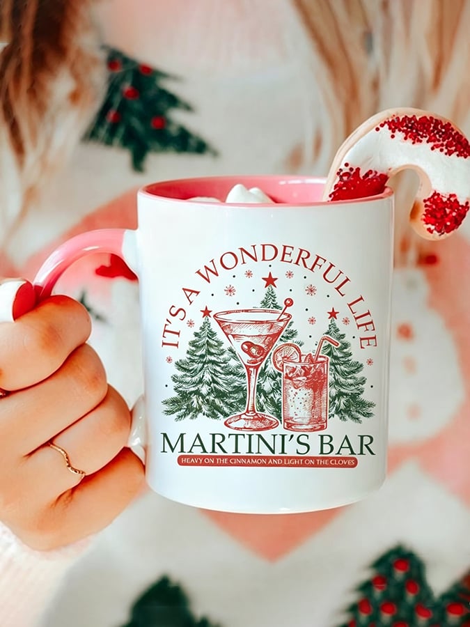 Retro It's A Wonderful Life Christmas Print Mug