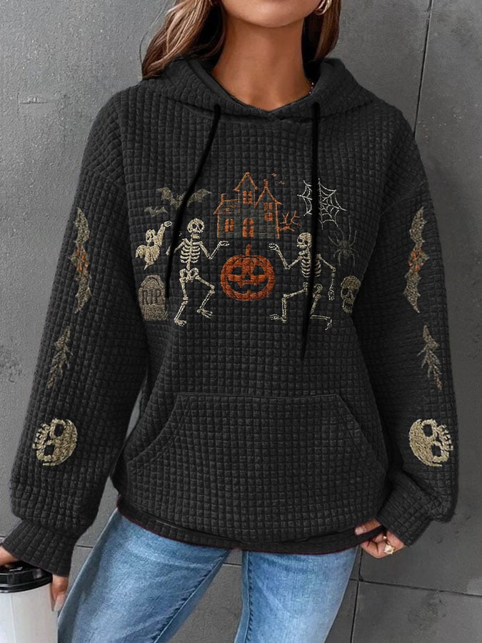 Women's Halloween Pumpkin Skull Printing Sweatshirt
