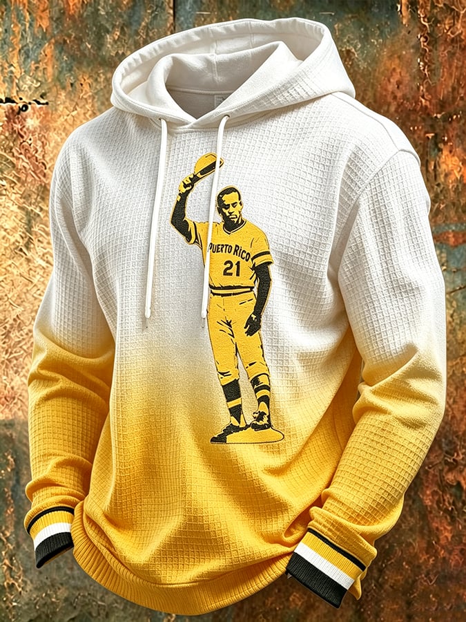 Men'S Puerto Rico Baseball Casual Printed Hoodie