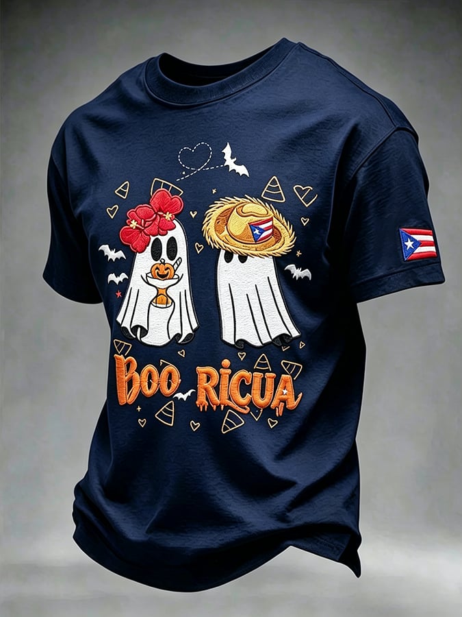 Men's Puerto Rico Halloween Printed Short-Sleeve T-Shirt