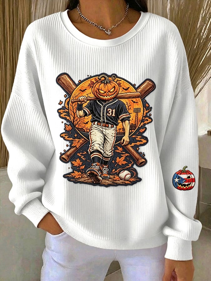 Women's Halloween In Puerto Rico Printed Long-Sleeve Sweatshirt