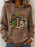 Women's Football Inspired Fall Pumpkin Print Sweatshirt