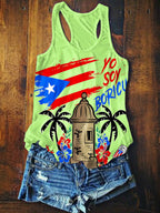 Yo Soy Boricua Printed Casual Tank Top