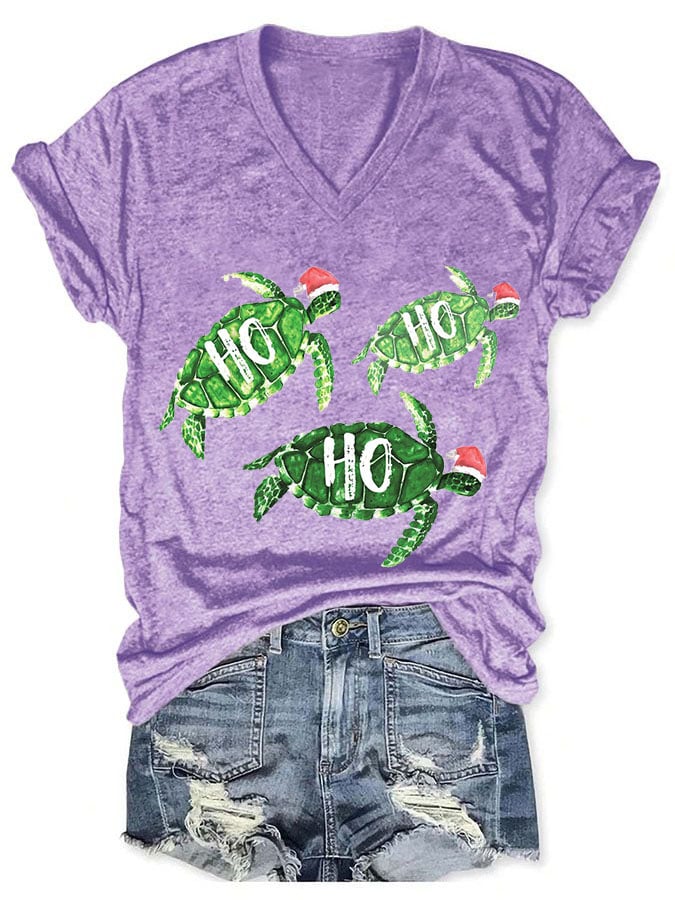 Women's Casual Hawaiian  Christmas Print Short Sleeve T-Shirt