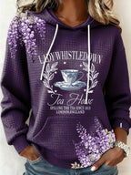 Women's Lady Whistledown Tea House Spilling The Tea Print Casual Sweatshirt