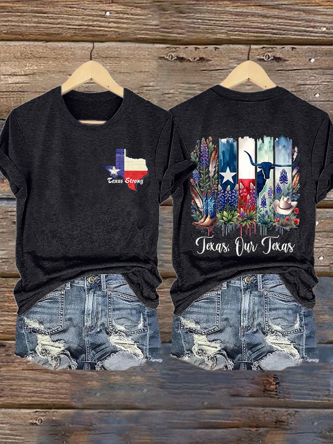Retro Texas Strong Texas Our Texas Print T-Shirt
