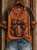 Women's Autumn Pumpkin Pattern Casual Short-Sleeve T-Shirt