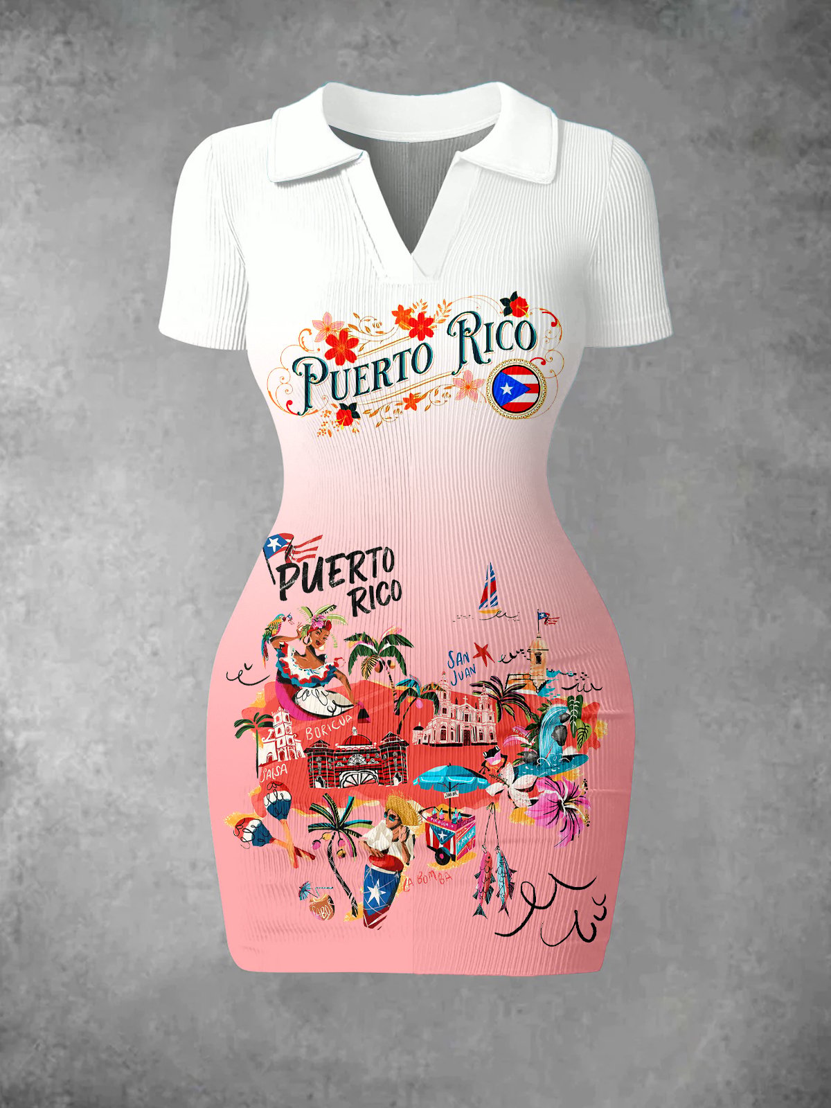 Puerto Rican Color Logo Print Women's Vintage Dress