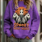 Sppoky Night Mares Horse Ghost Art Printed Sweatshirt
