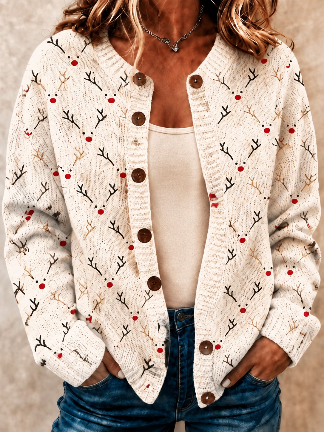 Women's Casual Christmas-Print Top