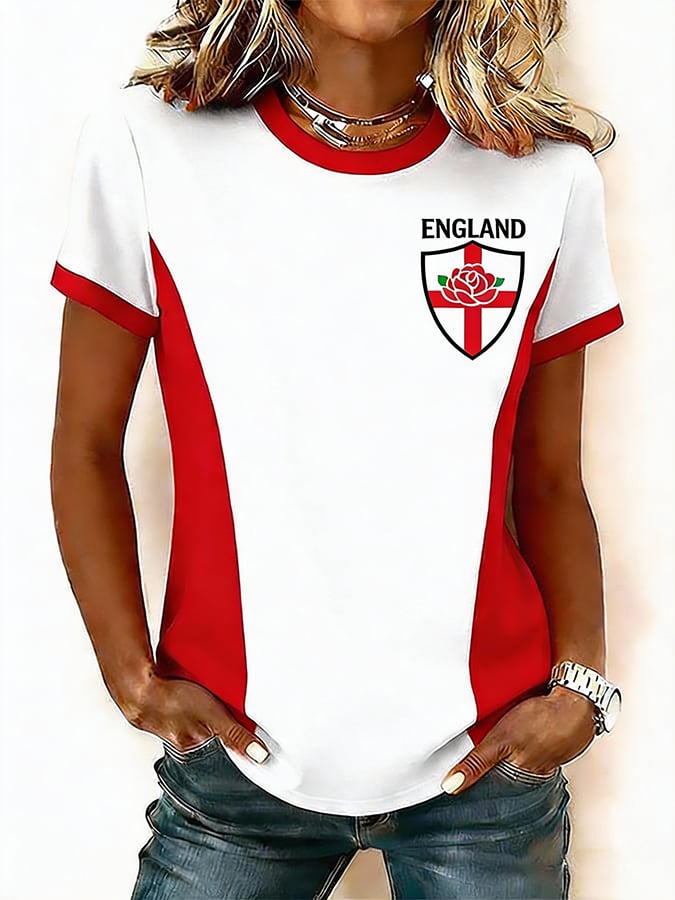 Women'S England Rugby Art Print Crew Neck T-Shirt