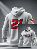 Men'S Puerto Rico Baseball Casual Printed Hoodie