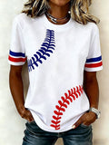 Women's Baseball Fan Print Casual T-Shirt