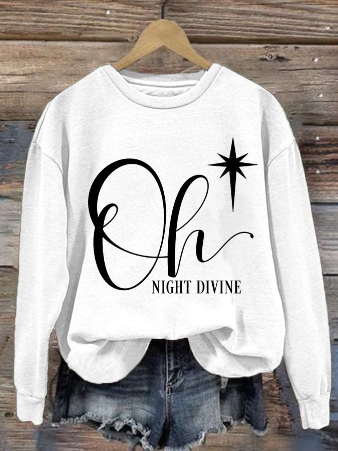 Women's Christmas Oh Night Divine Casual Long Sleeve Sweatshirt