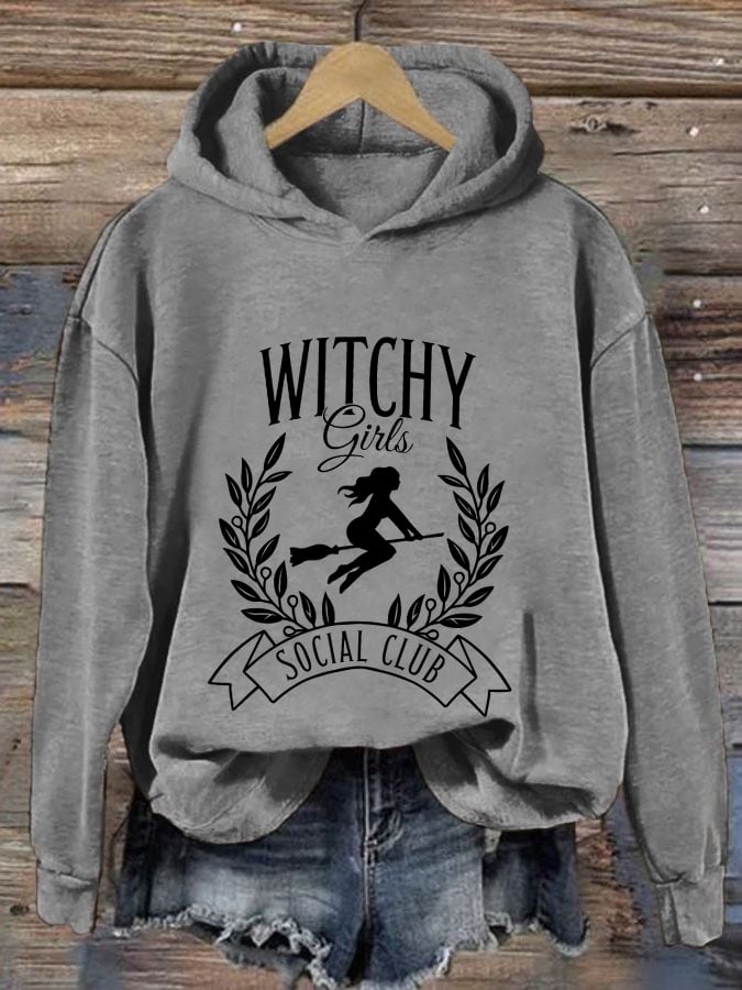 Women's Halloween Witchy Vibes Spooky Printed Hoodie