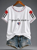 Women's Puerto Rican Pride Print Casual T-shirt