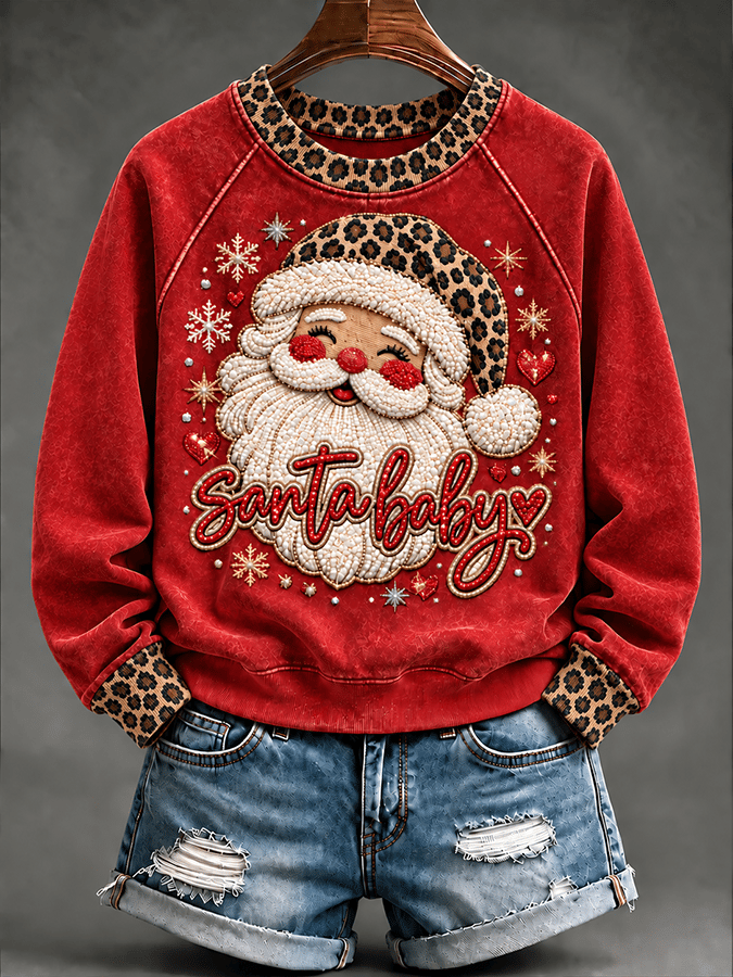 Women's Casual Christmas Print Long-Sleeved Sweatshirt