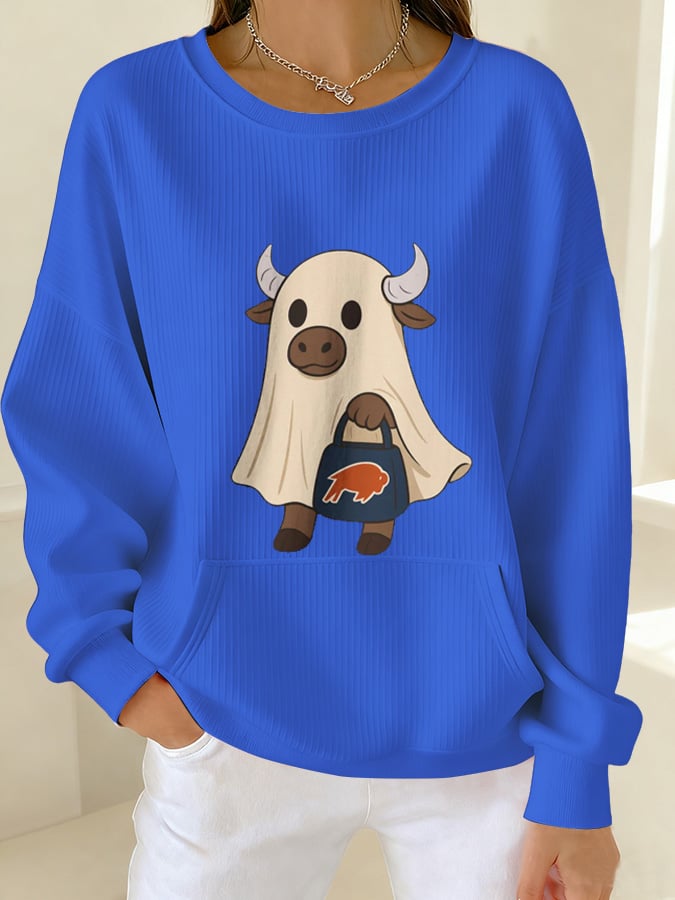 Women's Fall Retro Football Gameday Buffalo Ghost Sweatshirt