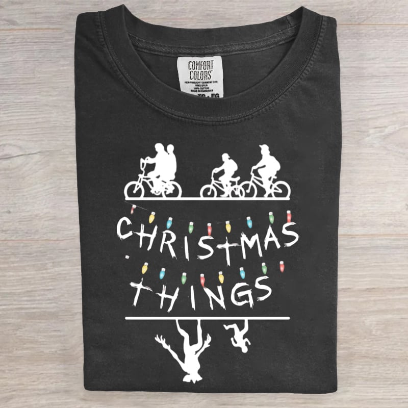 Christmas Things Welcome to the Upside Down 80s Horror Art Print Casual T-Shirt