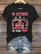 In October We Wear Pink Movies Halloween Art Print V-neck T-shirt