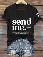 Women's Send Me Isaiah 6 8 Christian Print Casual T-shirt