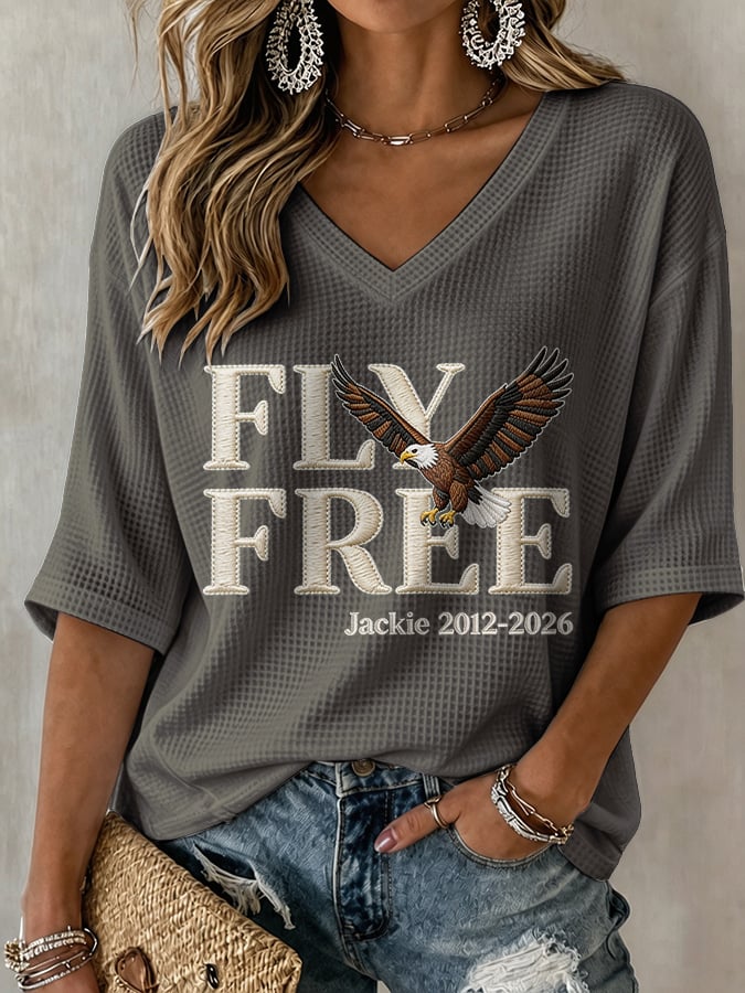 Women's Fly Free Jackie Print V Neck T-Shirt