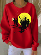 Women's Music Print Round Neck Sweatshirt