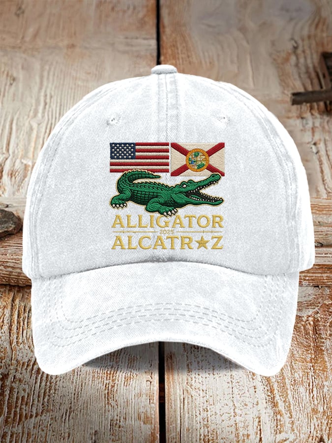 Alligator Alcatraz Funny Florida Everglades Dark Humor  Pride Baseball Cap