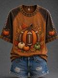 Women's Autumn Pumpkin Pattern Casual Short-Sleeve T-Shirt