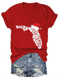 Women's Casual Florida Map Christmas Print T-Shirt