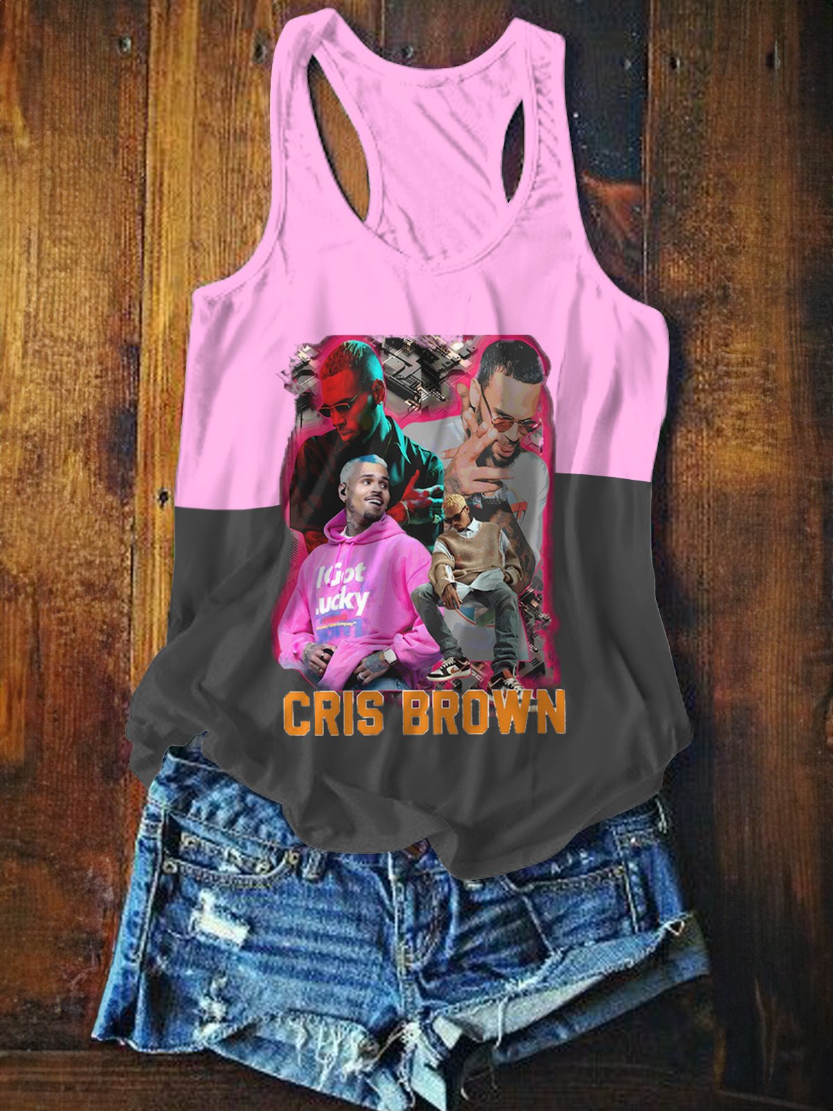 Breezy Bowl XX Contrast Color Printed Casual Tank Top