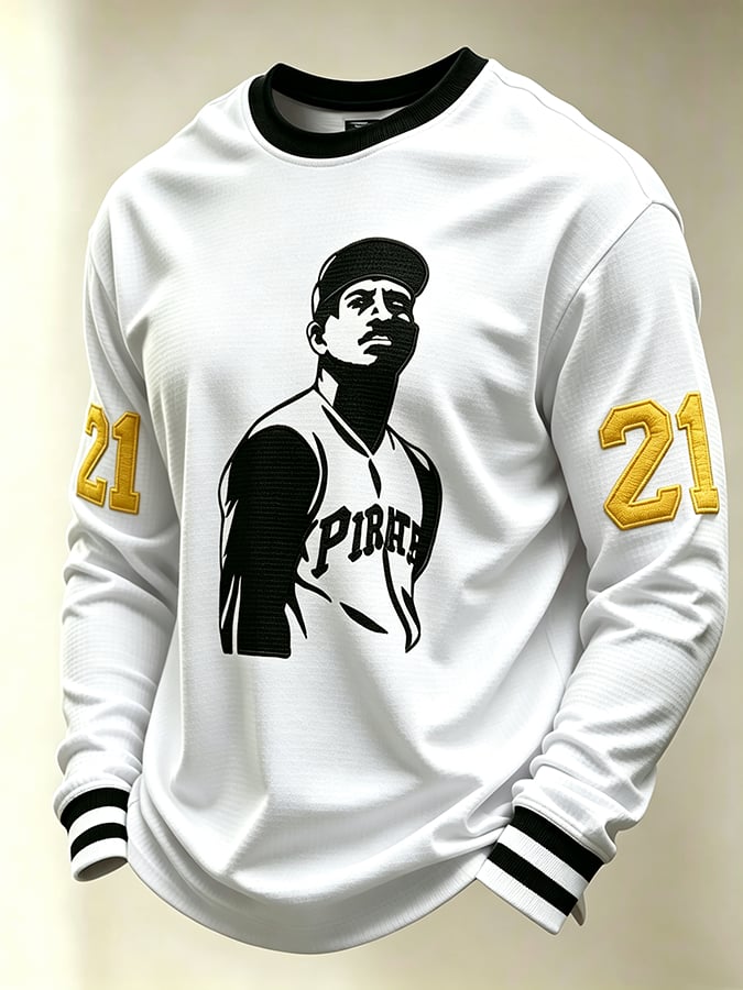 Men's Puerto Rico Baseball Print Long-Sleeve T-Shirt