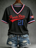 Women's Casual Puerto Rico Print Top