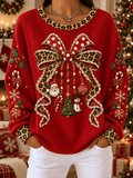 Women's Christmas Art Pattern Comfortable Crew Neck Sweatshirt