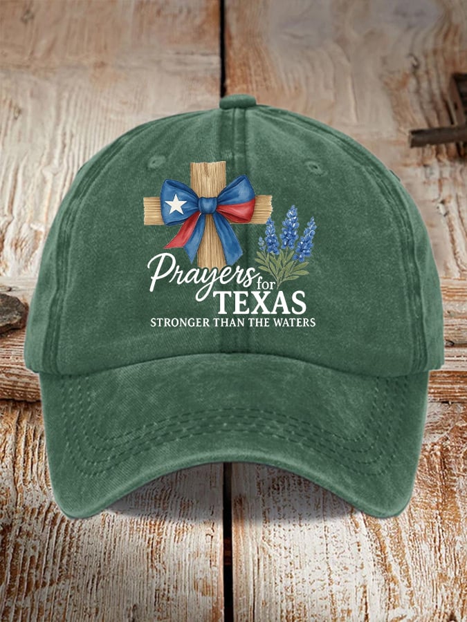 Retro Texas Strong Prayers For Texas Stronger Than The Waters Print Baseball Cap