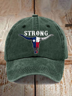 Vintage Texas Strong Print Baseball Cap