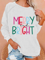 Women‘s Merry And Bright Christmas Print Casual Sweatshirt