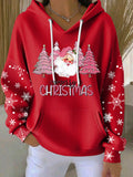 Women's Casual Christmas Pink Santa Claus Hoodie