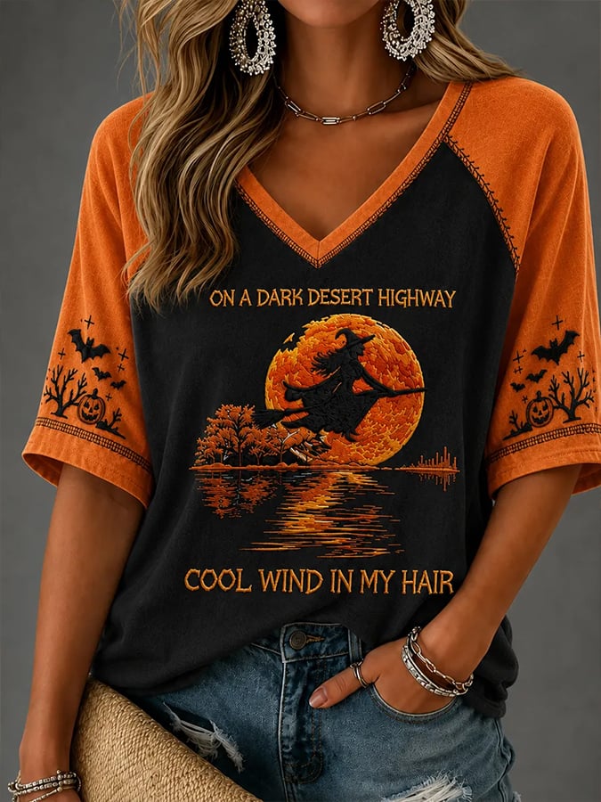 Women'S Halloween Witch Print T-Shirt