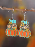 Women's Autumn Harvest Polka Dot Check Pumpkin Flower Pendant Earrings Wooden Double-Sided Earrings