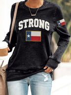 Retro Texas Strong Print Sweatshirt