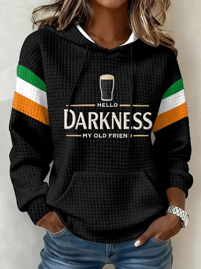 Women's Casual St. Pas Print Square Hooded Sweatshirt