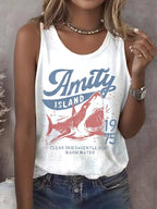 Women's Amity Island 1975 Clear Skies Gentle Surf Warm Water  Printed Vest