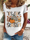 Women's FALL Football TIS THE SEASON Printed Round Neck T-Shirt